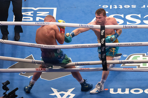 Saunders hits ropes